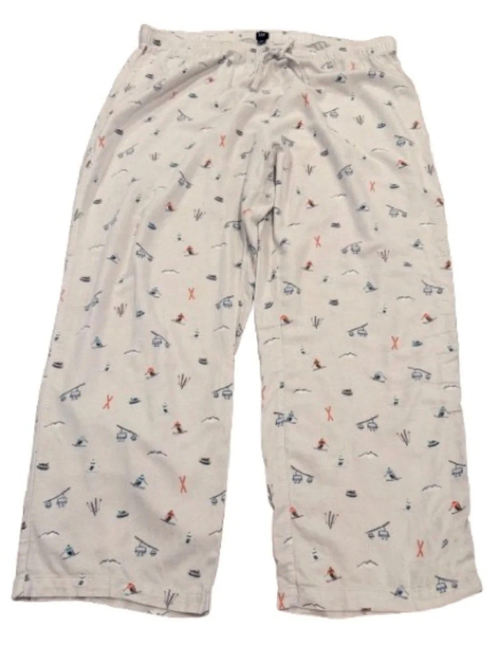 GAP Women’s White Pajama Pants with Blue & Orange Ski Motif Size Extra Large
